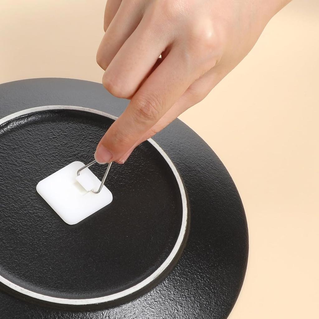 30 Pcs Invisible Adhesive Plate Hangers, Foamboard Picture Hanging Hooks Without Nails Plastic Sticky Photo Hooks for Home Wall Art Photo Frame