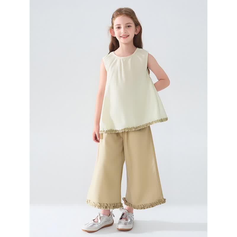 Girls  Cotton Doll-Collar Vest & Shorts Set 130