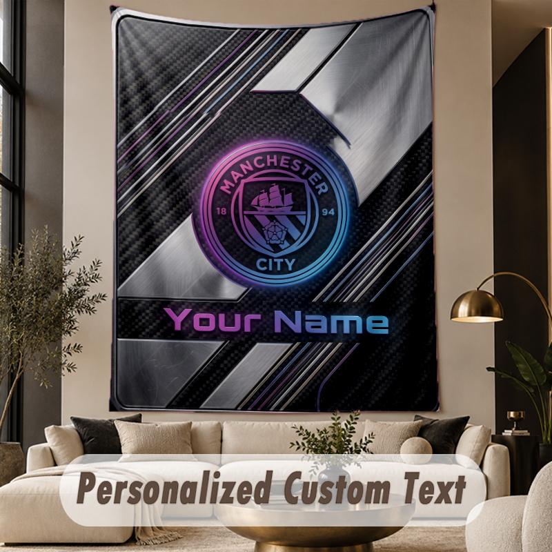 Custom Text Tapestry Manchester City Print Wall Tapestry Indoor Living Room Wall Decor