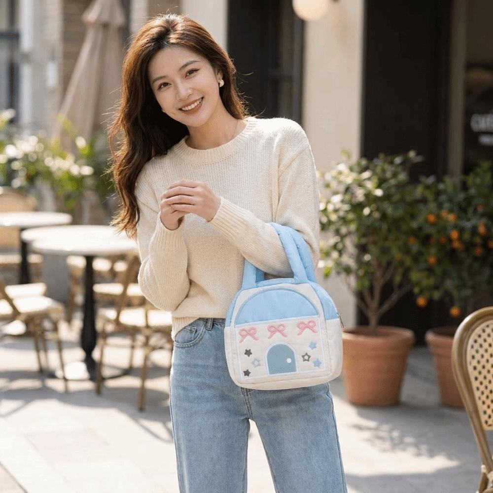Portable Small House Shaped Handbag Large Capacity Makeup Organizer Bag  Daily Use