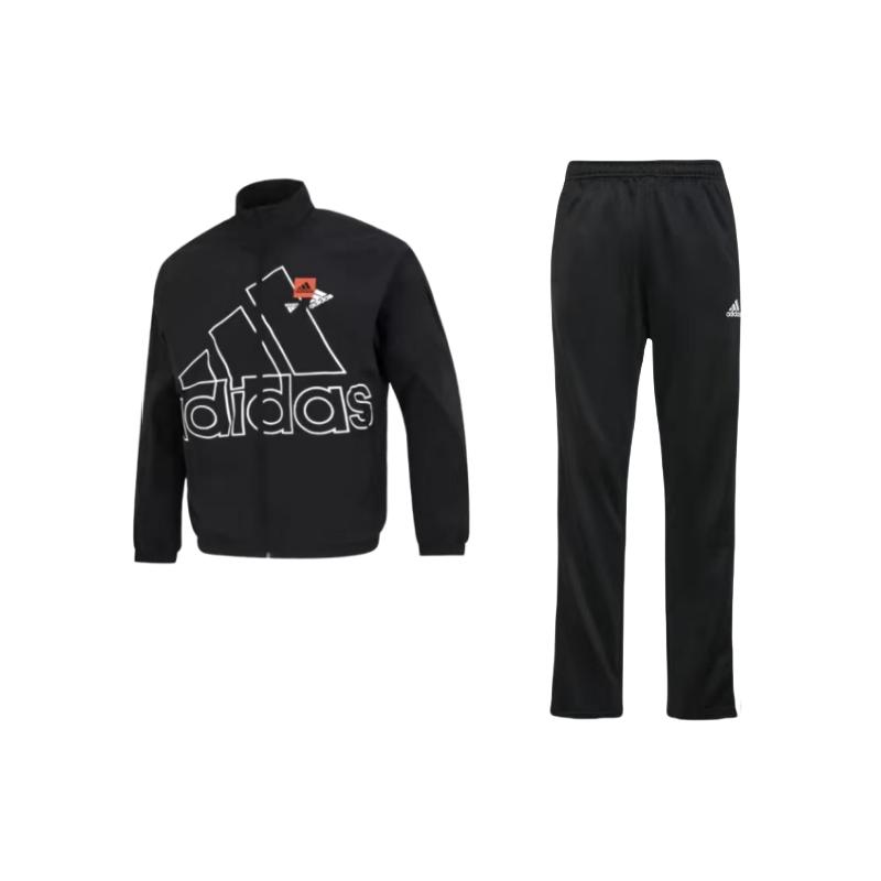 

Adidas Logo American Vintage Sports Stand Collar Long Sleeve Striped Straight Leg Pants Hoodie Set Unisex Sets TR30PR-BW+HP1433 M