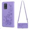 Elegantní květinový flipové kožené pouzdro na telefon s motýlem pro realme 8 5G Dlouhý popruh přes rameno Řemínek na zápěstí Kryt