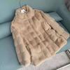 Autumn and winter new imitation Danish mink imitation fur women's thickened winter coat women's stand-up collar short zipper