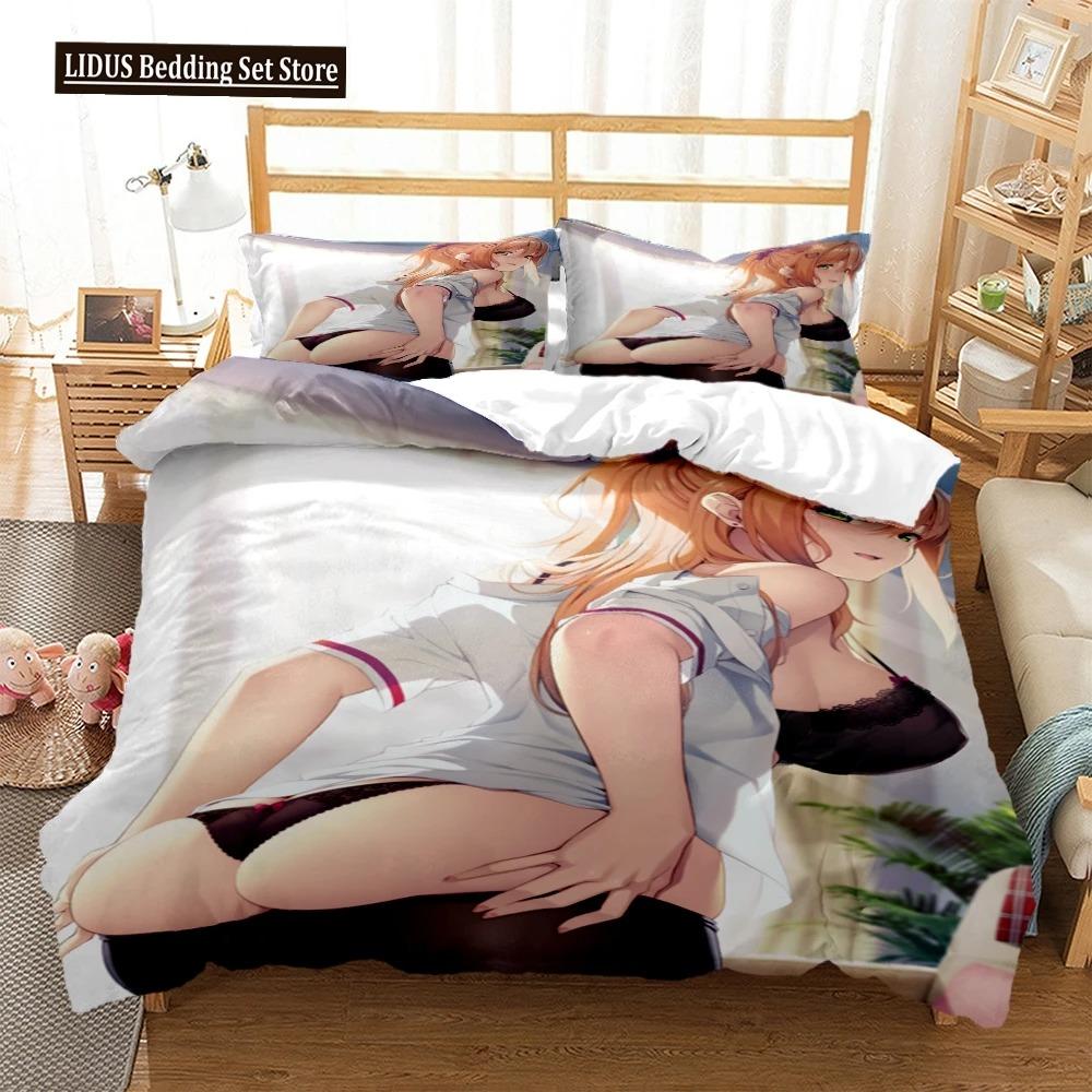 Sexy Beauty Kamado Bettwäscheset Anime Demon Slayer Bedruckte Bettbezüge Kissenbezüge Bettdecke Bettwäscheset Bettwäsche