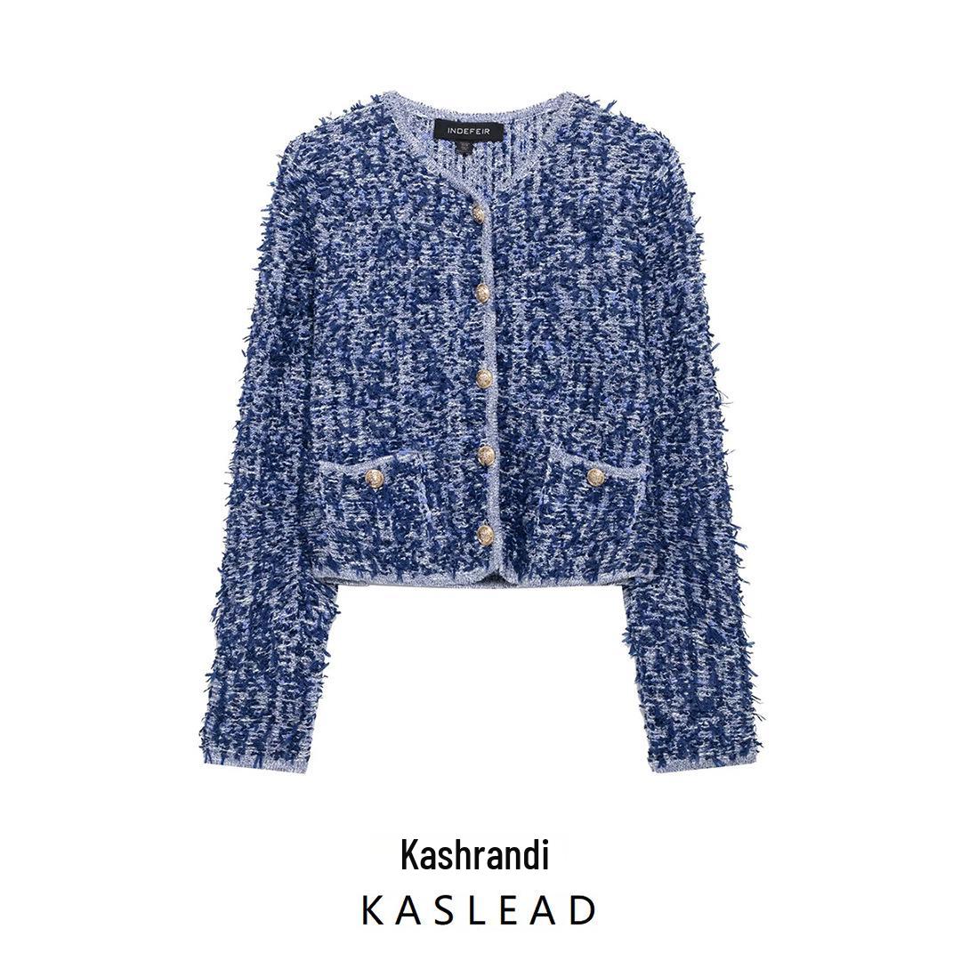 

Spring 2025 Women s European & American Style Knit Cardigan L синий