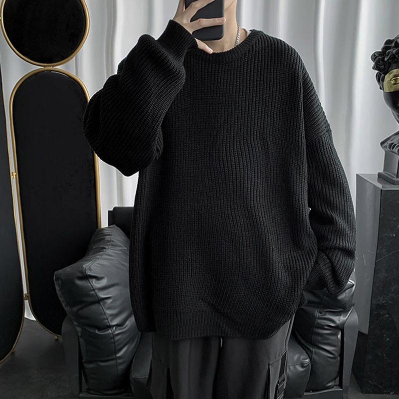 Vinter varm og komfortabel løs genser menns allsidig genser med fortykket bunn