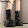 Autumn Platform Heel Women Ankle Round Toe Height Increase Punk Short Botas De Mujer for Adult Women