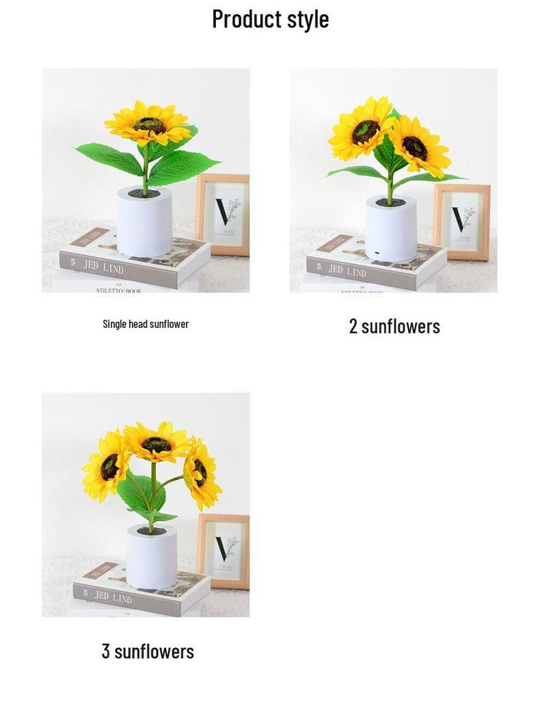 Sunflower Night Light: Rechargeable LED Bedroom Decoration Atmosphere Lamp, Ideal Birthday Gift for Girls.
