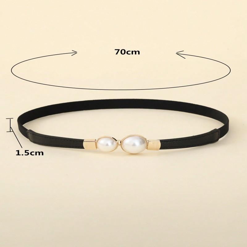 A slender waist belt for the dress, which can cinch the waist, exudes an elegant and retro charm. It features pearl double buckl