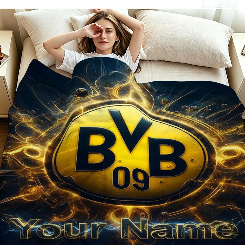 1PC Borussia Custom Name Patterned Flannel Blanket Suitable For All Seasons for Home Decor Warmth and Comfort Gifts Holiday Present
