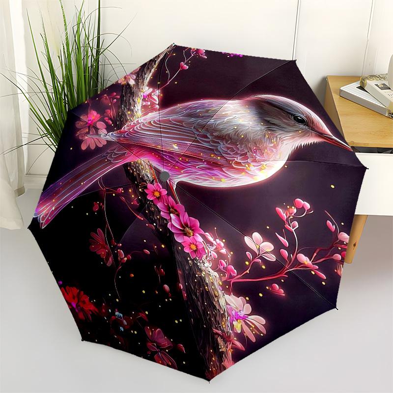 

1pc Cherry Blossom Fantasy Bird Umbrella with Plastic Handle,Vibrant Cartoon Pattern,Multi-functional UmbrellaPT008