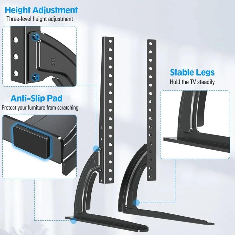 Metal TV Legs for 14-42 inch TV Height Adjustment TV Base with VESA 200x200mm,TV Stand Tabletop Strong TV Leg Universal TV Stand