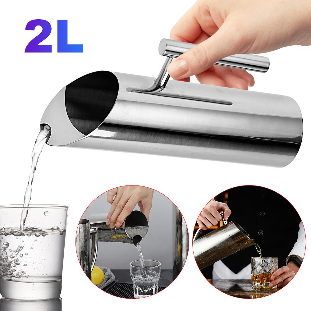 1/2L Kitchen Cold Wine Pitcher Stainless Steel Wine Juice Water Jug Ice Cold Freeze Water Pot Kettle for Restaurant Cafe Mix Bar