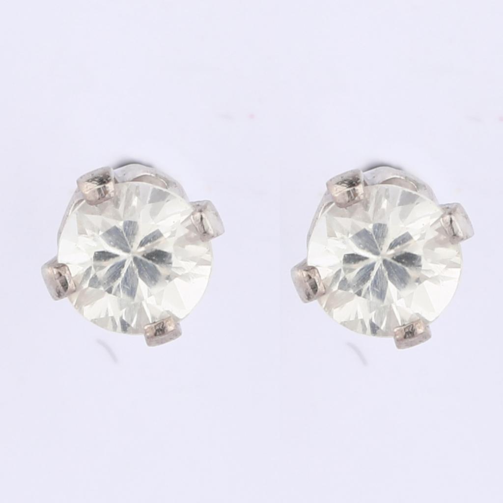 Orecchini a lobo con Pietra Preziosa Rotonda in Argento Sterling 925 Placcato Rodio Gioielli Minimalisti Regalo per Donne