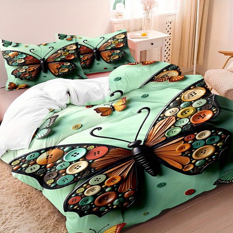

3pcs Minimalist Modern Art Style 3D Butterfly Pattern Duvet Cover Set (1 * Duvet Cover + 2 * Pillowcases, Not Including Core) (135x200cm)