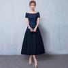 Evening dress   new one-word shoulder certificate dress bridesmaid dress women's thin banquet bridesmaid group sisters dress