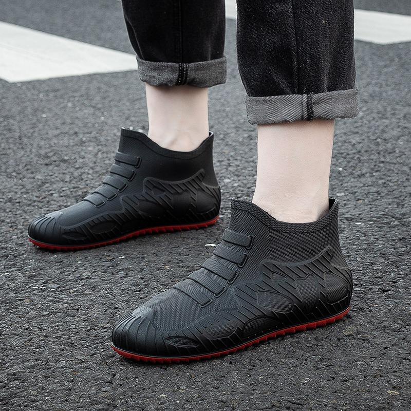 New men's rain shoes waterproof shoes non-slip rain boots short tube fashion foot rubber shoes wear-resistant