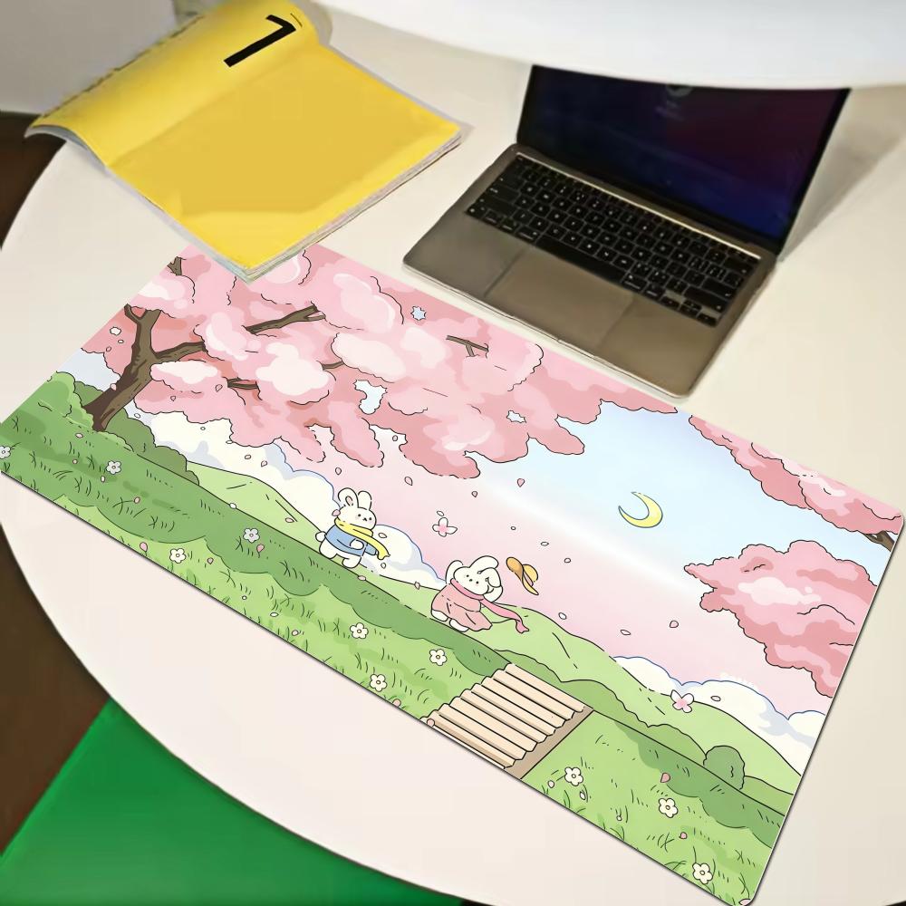 Gaming Keyboardpad Office Soft NonSlip Carpet Rubber Mice Pad New Models Cute Rabbit Pink Anime Mousepad Home Hd Print Xaxc