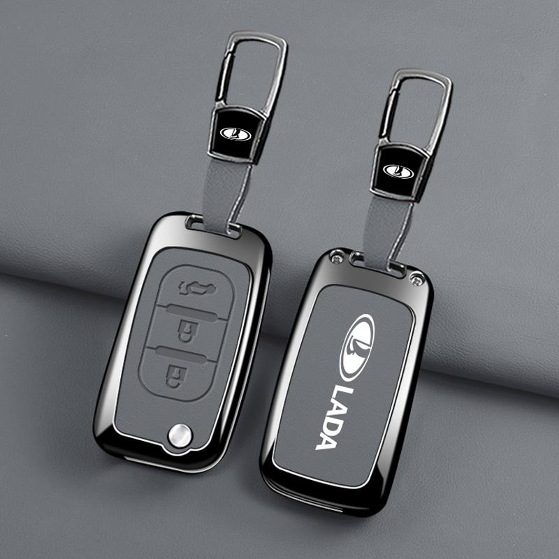 Zinc Alloy Leather Car Key Case Key Case LADA Vesta Granta XRay Kalina Priora Sedan Sport Key Case Folding Key Car Key Case