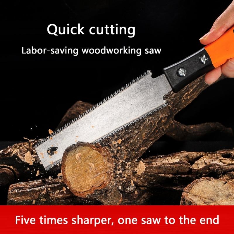 Double Sided 310mm Carpentry Handsaw With Ergonomic Wooden Handle High Durability SK5 Blade For Professional Woodworkers