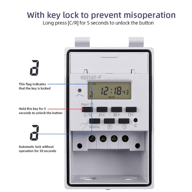 Programmable Digital Timer for Electrical, Indoor In Wall Light Timer Switches 220V 10Amp Electric Wall Timer for Appliances