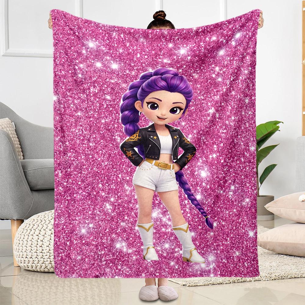 K-pop Fashion Fusion Blanket Soft Warm Cozy Perfect for Couch Bedding Livingroom All-Season Use Playful Design Perfect Gift for Relatives and Friends
