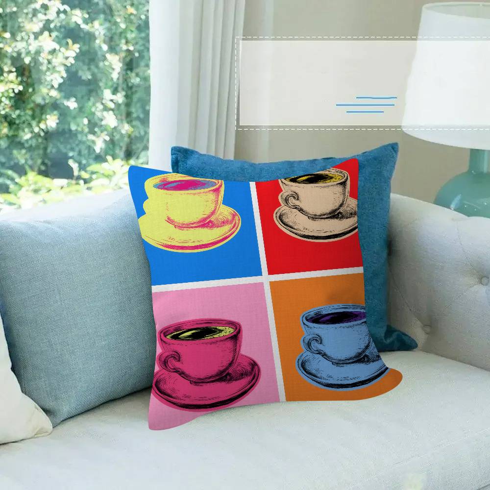 Kunst A-Andy Warhol Kleuren Kussenhoes 30x50 Polyester Bankkussens Decoratieve Sierkussens Huisdecoratie Kussenhoes 30x30cm