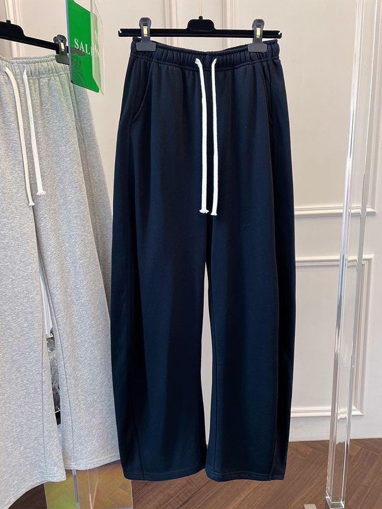 Spring Gray High-Waisted Casual Women's Wide-Leg Sweatpants