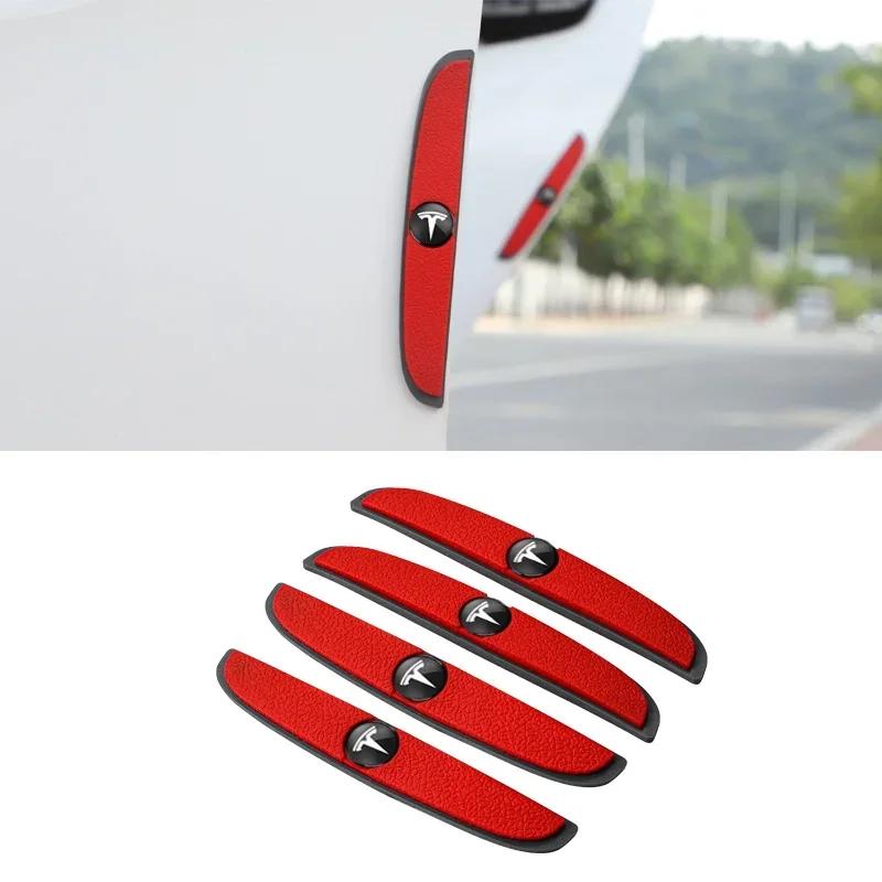 

Car Sticker 2025 New Tesla 4Pcs Rubber Bumper Strip Car Door Anti-Collision Emblem Sticker For Tesla Model-3 Model-S Model-X Mod