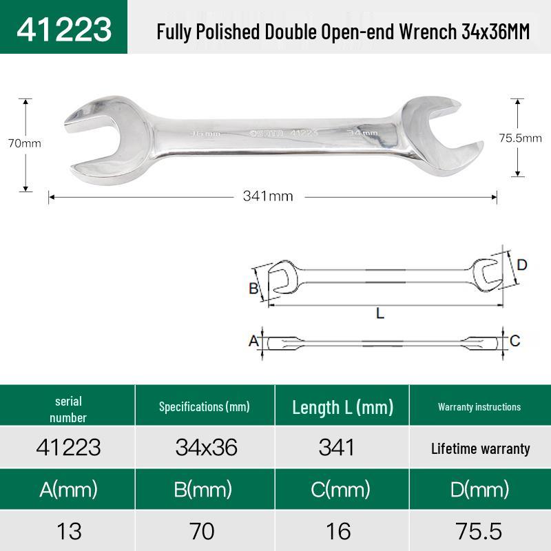 SATA Double-Headed Open-End Spanner Set: 8/10/12/14/17/19/22mm Fixed Forked Wrench