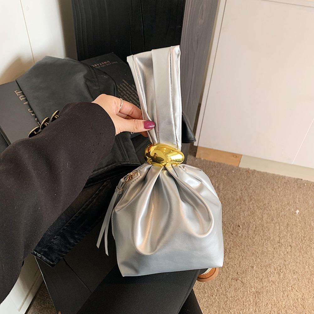 Elegant PU Leather Clutch Bag Korean Style Party Evening Bag Portable Handbag  Women серебряный