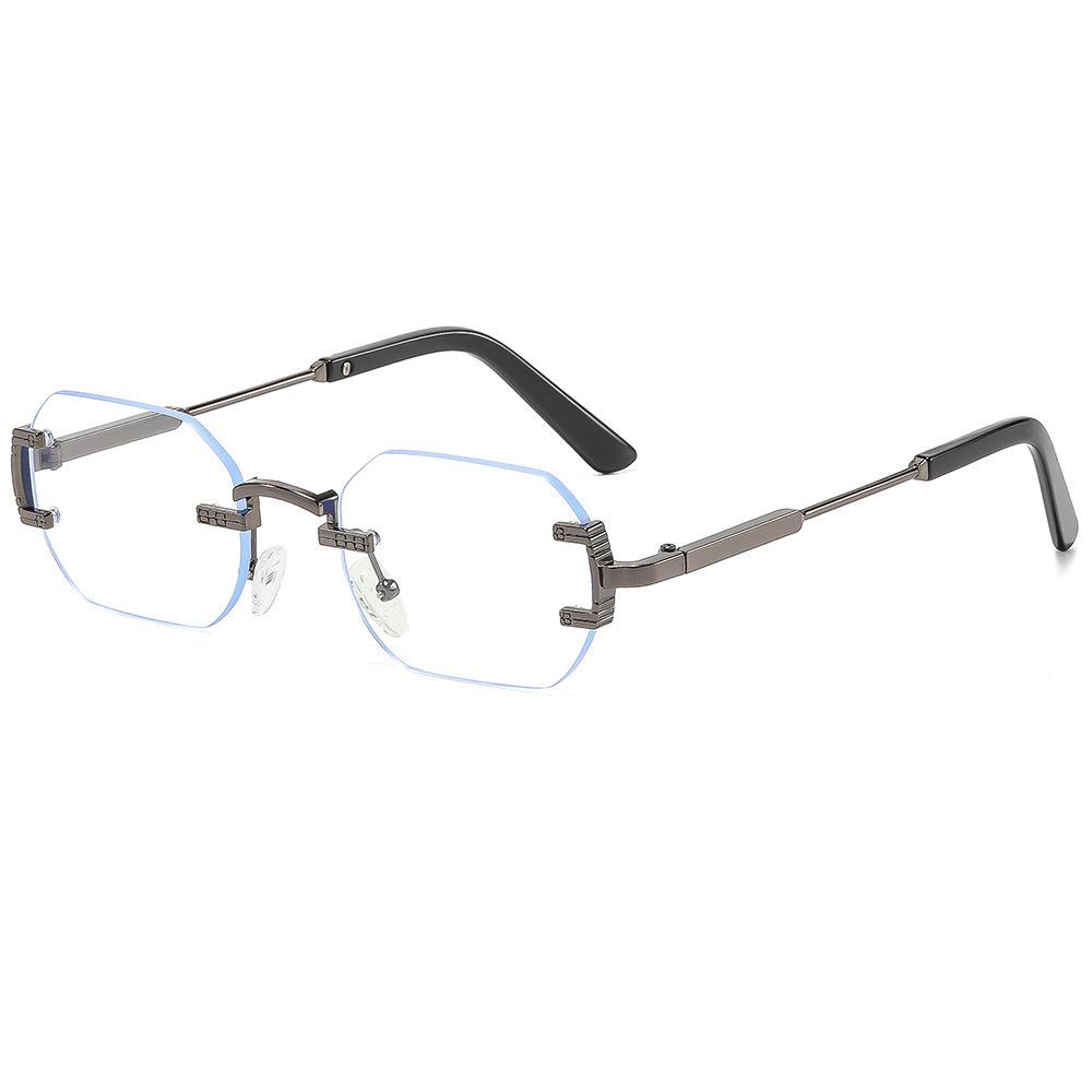 New fashionable retro square frameless trimmed sunglasses ins personalized versatile travel driving sunscreen sunglasses tide