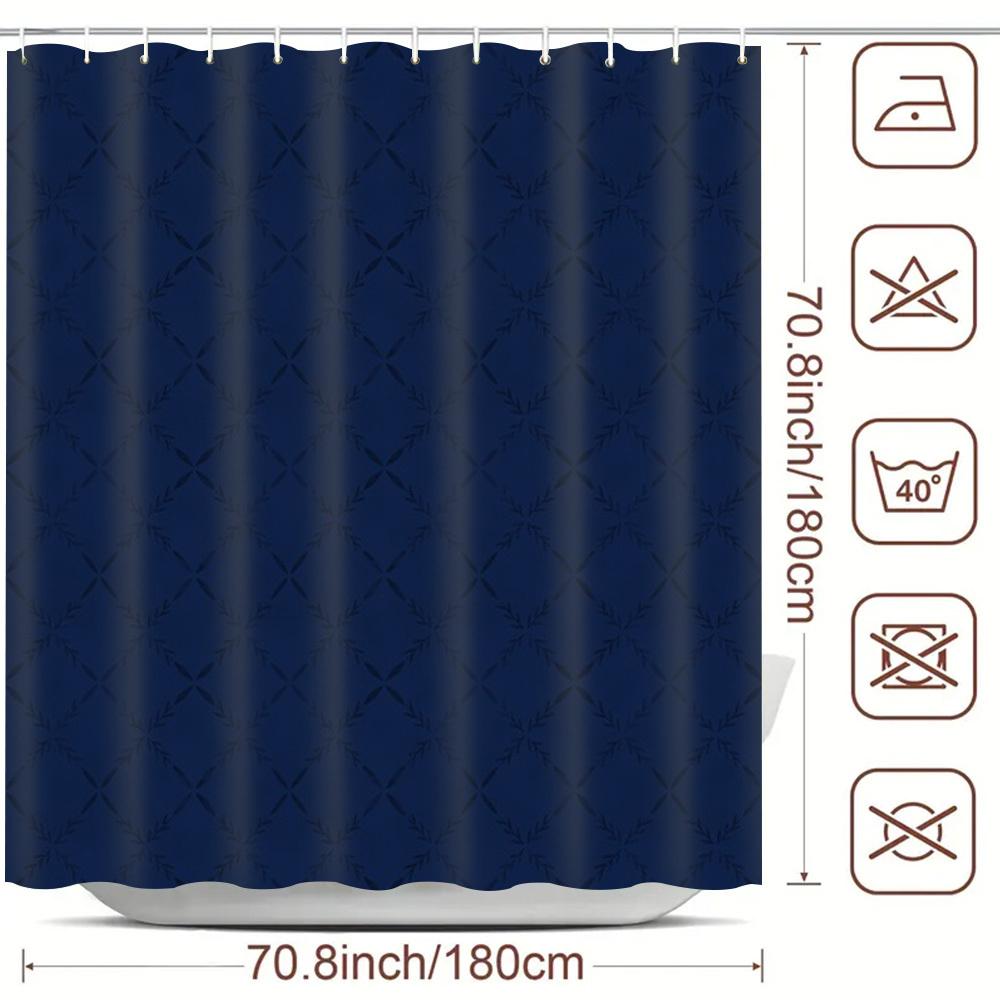 

Waterproof Navy Blue Shower Curtain Elegant Geometric Design Modern Bathroom Decor Durable Bath Curtains for Home Use 90x180CM