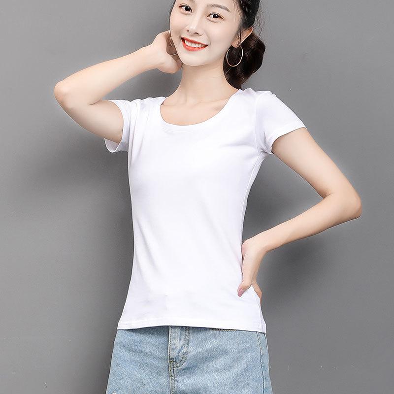 Women's Short Sleeve Crew Neck T Shirt Slim Fit Combed Cotton Spandex Solid Color Commuter Basic Summer Undershirt Top