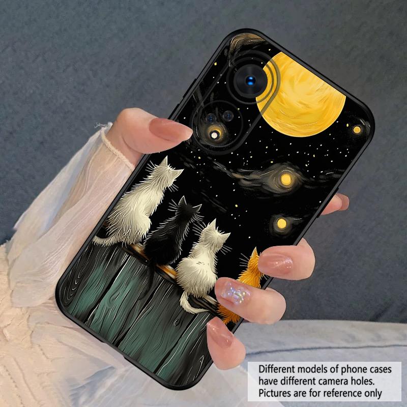 Background Cat For Oppo A98 54s 17 A96 40 60 80 58 79 74 Reno 10 4Z 5G 5 Lite Find X 2 3 8 Pro 13 12 silicone soft phone case