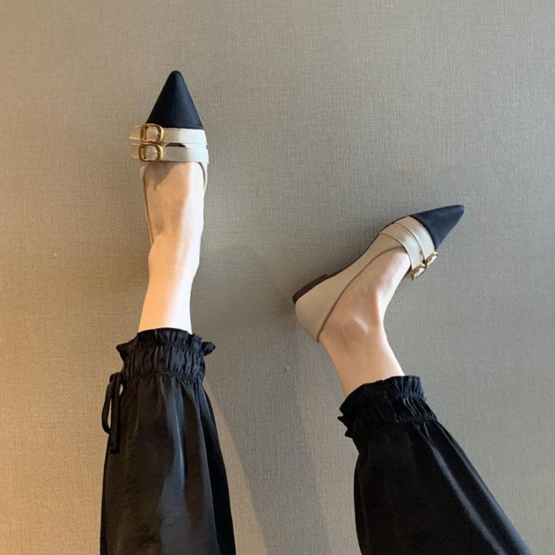 Splicing Color Pointed Toe Slip-on Shoes for Women High Quality Fashion Cheap Liquidation Y2k With Discount Summer Woman Flats