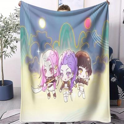KPop Dämonenjäger Huntrix Weiche Niedliche Decken Weiche Flauschige Cartoon-Decke Klimaanlagen Sofa Nickerchen-Decke Huntrix Fan-Geschenke