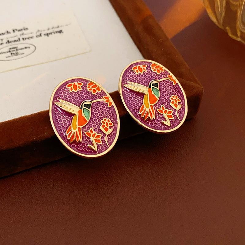 Silver Needle Diamond Round Stud Earrings Court Style Light Luxury Exquisite Earrings Design Sense Niche Earrings