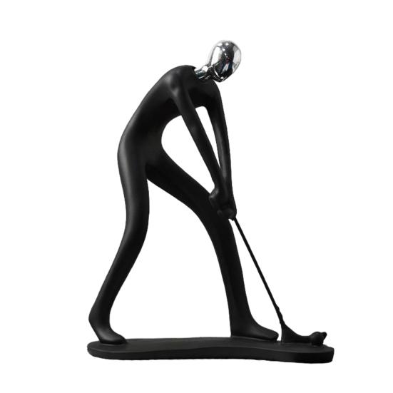 Minimalist Black Resin Figurines, Modern Abstract Musician & Golfer Statues, Luxury Home Decor for Living Room TV Stand Entryway Wine Cabinet, Unique