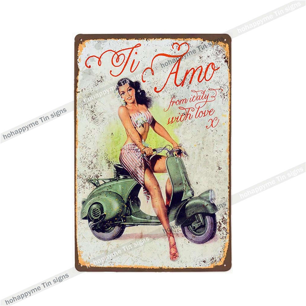 Lambretta Motor Vintage Metal Sign Plaque Decoration Motorcycle Garage Bar Wall Art Poster Plate Home Decor 20x30cm