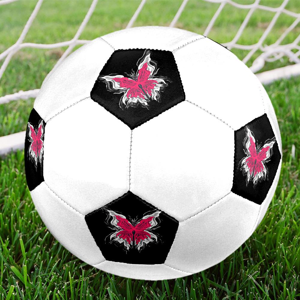 1PC Pink Butterfly Artwork Soccer Ball Size 5 Football Machine Sewn Indoor/Outdoor Universal Football S12