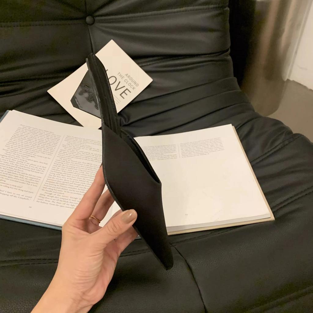 Fashion New Luxury Pointed Toe Women Mules Slipper Fashion Candy Color Ladies Elegant Dress Sandal Square Low Heel Slip on Slides Shoes