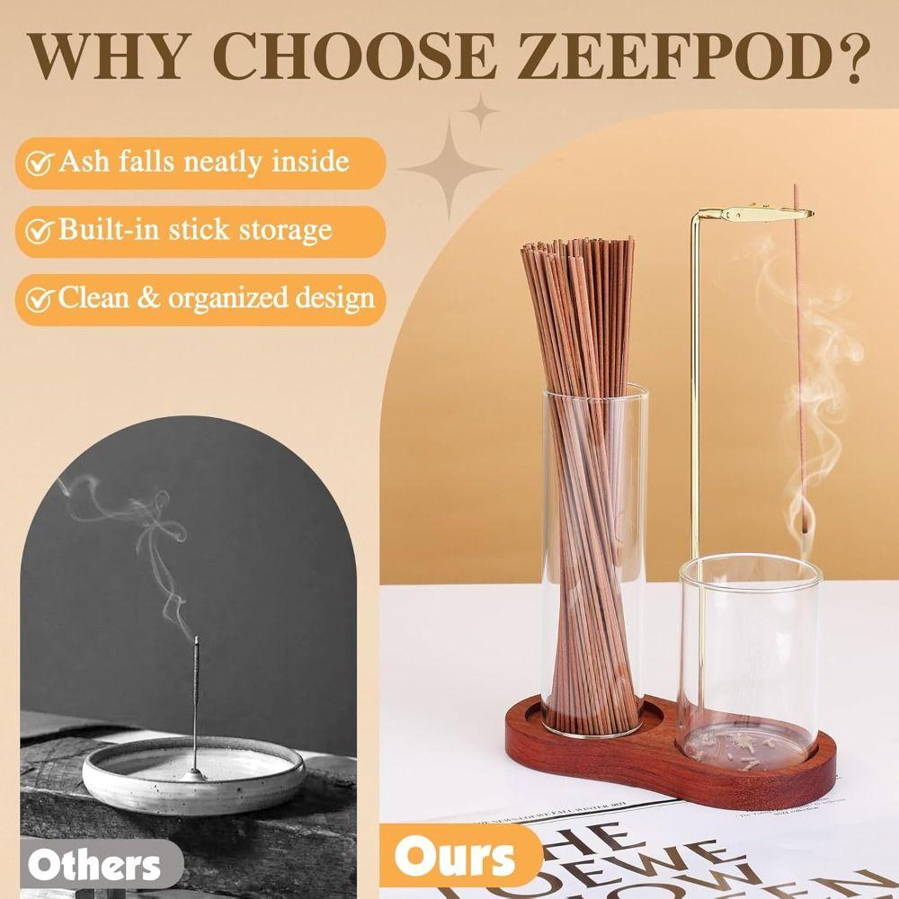 Drewniana Podstawa Palnik na Kadzidełka Patyczki Wyjmowany Szklany Stojak na Świece Kadzidlne Medytacja