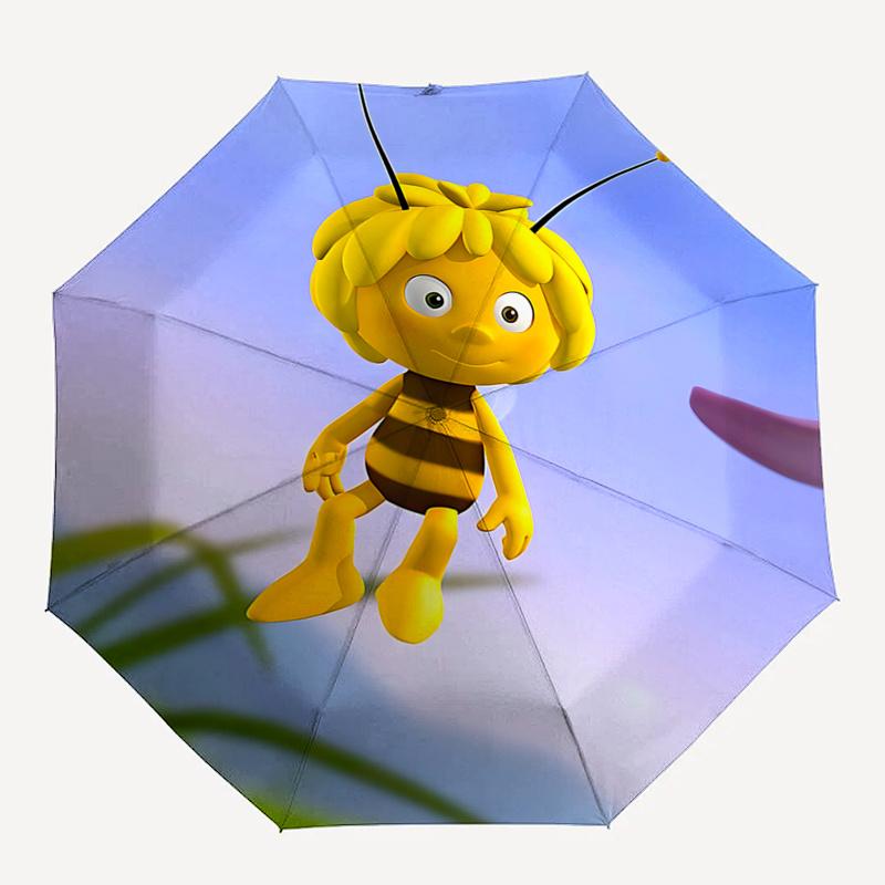 Automatic Opening and Closing Umbrella with Honeycomb Design Portable 3 Fold Design,8 Bone Iron Frame Outdoor Umbrella for Fans,Traveler