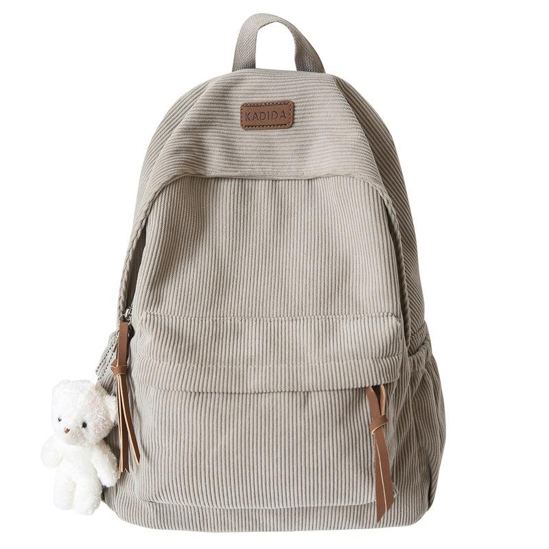 Schoolbag New Autumn and Winter Corduroy Backpack Fashion New Korean Backpack Male and Female Student Bag Lightweight Versatile Bag