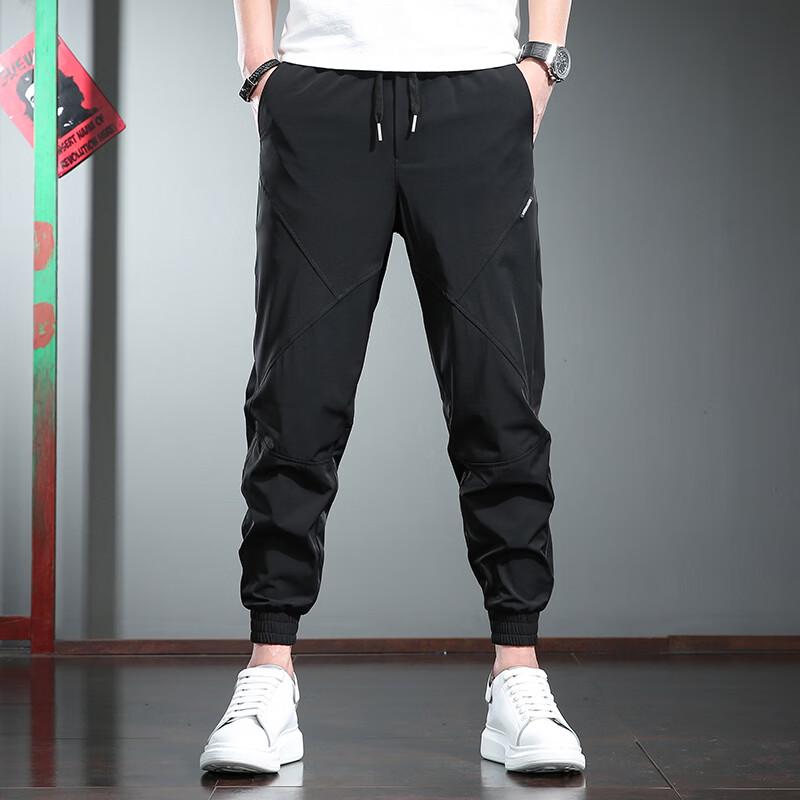 Men s Ice Silk Quick-Dry Cuffed Casual Pants 2XL