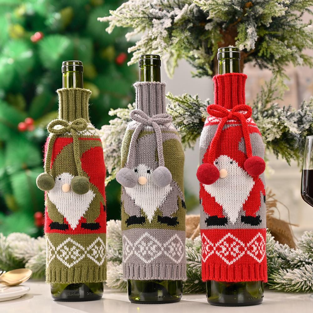 Creative Knitted Christmas Wine Bottle Cover Featuring Adorable Rudolph Design For Festive Table Decor