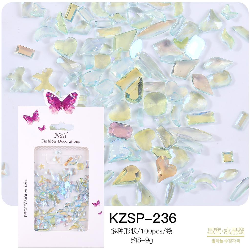 Bagged Flat Bottom Special-Shaped Diamond Nail Art Jewelry Aurora Color Abs Resin Diamond Nail Art Diamond Jewelry