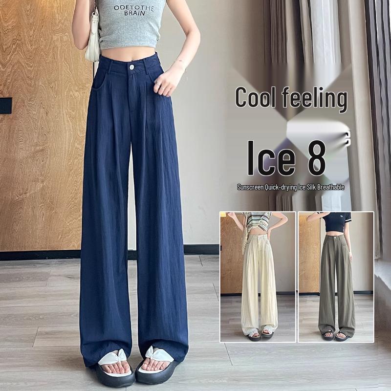 

Women s Ice Silk Wide-Leg Summer Pants - Lightweight, Drapey, Casual, Cool Sports Trousers Extra Large