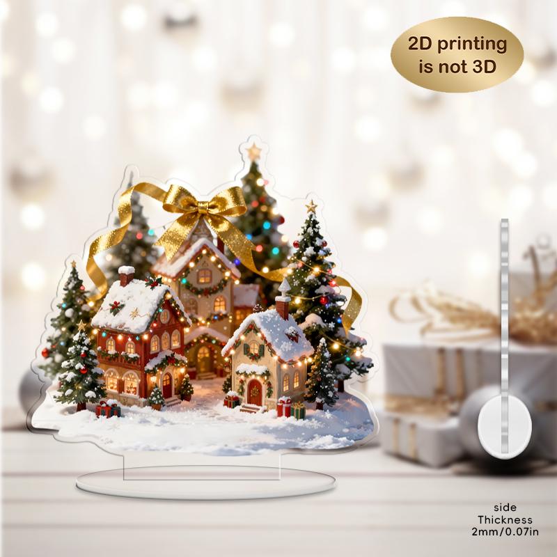 2D Vánoční stromeček Dům Sněžný Zlatá mašle Akrylové ozdoby Oblast Stolní dekorace Dárek - Vánoční téma Dekorace Dekorace